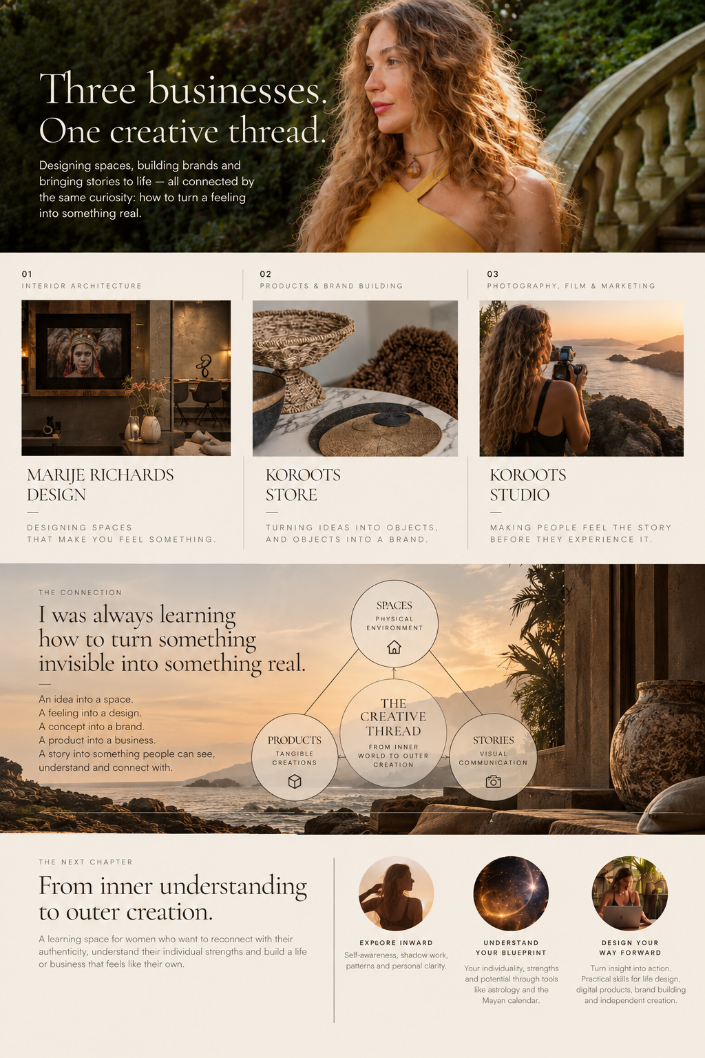 Overview artwork: three businesses, one creative thread